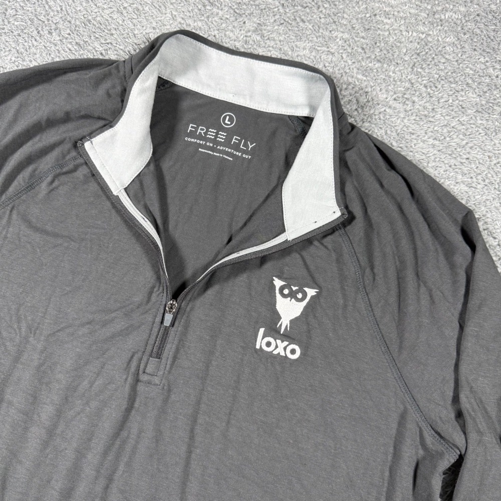 Free Fly Performance Quarter Zip Pullover Mens Large Gray Bamboo Blend Loxo Logo
